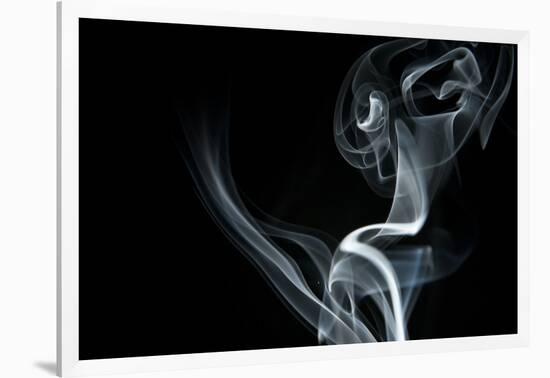 White Smoke Rising On Black Background-Ambient Ideas-Framed Premium Giclee Print