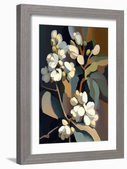 White Snowberry Flowers-Lea Faucher-Framed Art Print