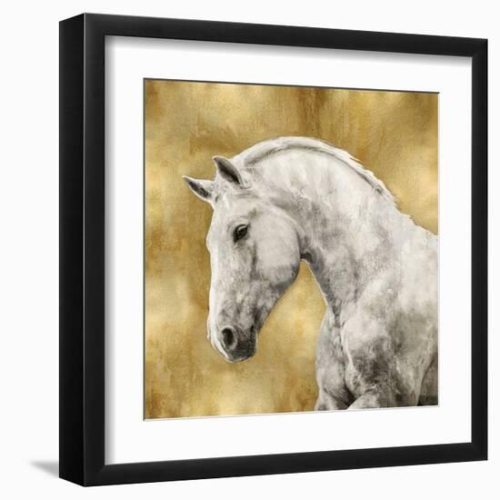 White Stallion on Gold-Martin Rose-Framed Art Print