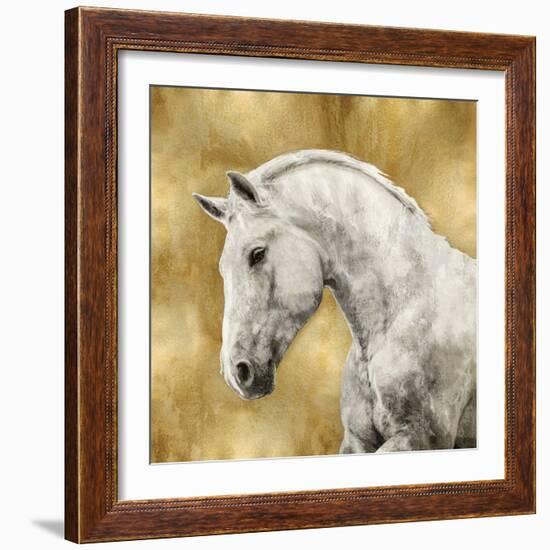 White Stallion on Gold-Martin Rose-Framed Art Print