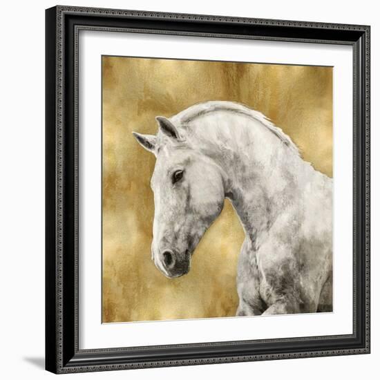 White Stallion on Gold-Martin Rose-Framed Art Print