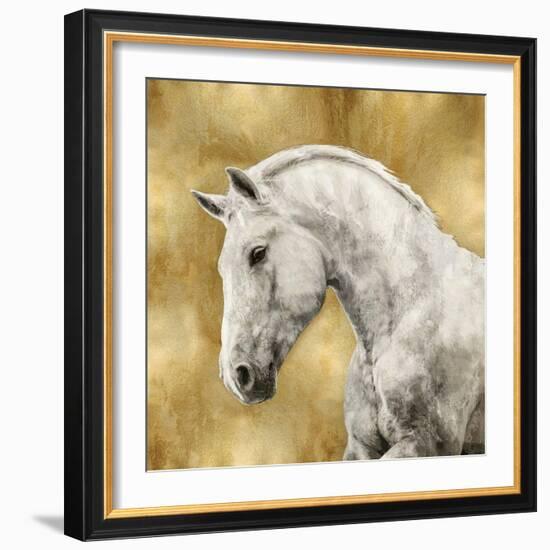 White Stallion on Gold-Martin Rose-Framed Art Print