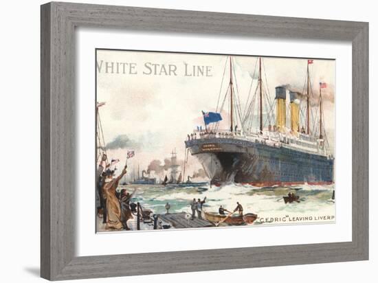 White Star Line, Cedric Leaving Liverpool-null-Framed Art Print