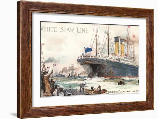 White Star Line, Cedric Leaving Liverpool-null-Framed Art Print