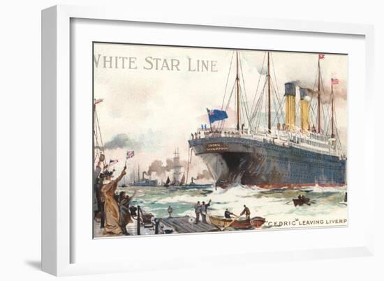 White Star Line, Cedric Leaving Liverpool-null-Framed Art Print