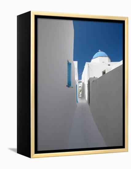 White Street and Church in Santorini (Thira), Cyclades, Greek Islands, Greece, Europe-Sakis Papadopoulos-Framed Premier Image Canvas
