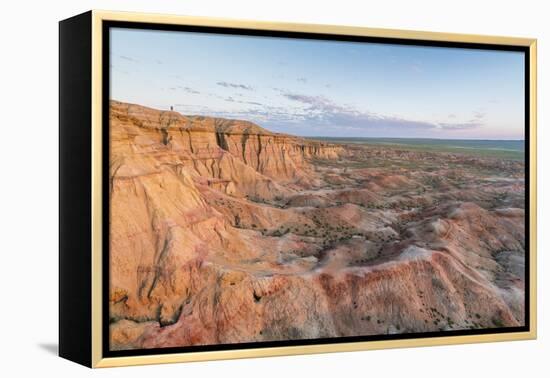 White Stupa in the morning light, Ulziit, Middle Gobi province, Mongolia, Central Asia, Asia-Francesco Vaninetti-Framed Premier Image Canvas