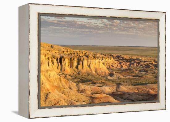 White Stupa in the morning light, Ulziit, Middle Gobi province, Mongolia, Central Asia, Asia-Francesco Vaninetti-Framed Premier Image Canvas