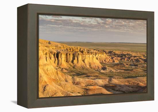 White Stupa in the morning light, Ulziit, Middle Gobi province, Mongolia, Central Asia, Asia-Francesco Vaninetti-Framed Premier Image Canvas