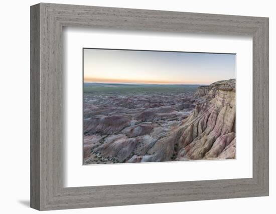 White Stupa sedimentary rock formations at dusk, Ulziit, Middle Gobi province, Mongolia, Central As-Francesco Vaninetti-Framed Photographic Print