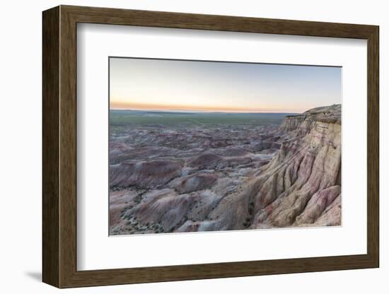 White Stupa sedimentary rock formations at dusk, Ulziit, Middle Gobi province, Mongolia, Central As-Francesco Vaninetti-Framed Photographic Print