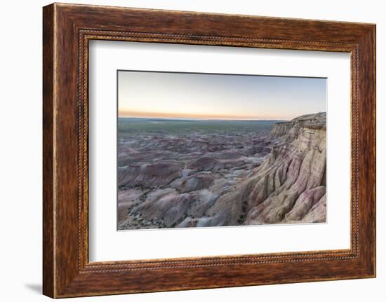 White Stupa sedimentary rock formations at dusk, Ulziit, Middle Gobi province, Mongolia, Central As-Francesco Vaninetti-Framed Photographic Print