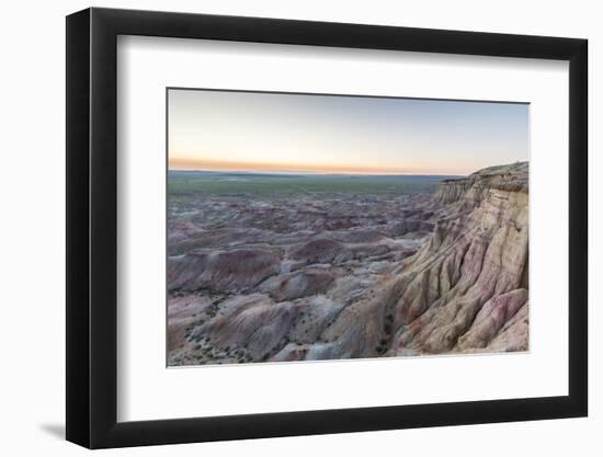 White Stupa sedimentary rock formations at dusk, Ulziit, Middle Gobi province, Mongolia, Central As-Francesco Vaninetti-Framed Photographic Print