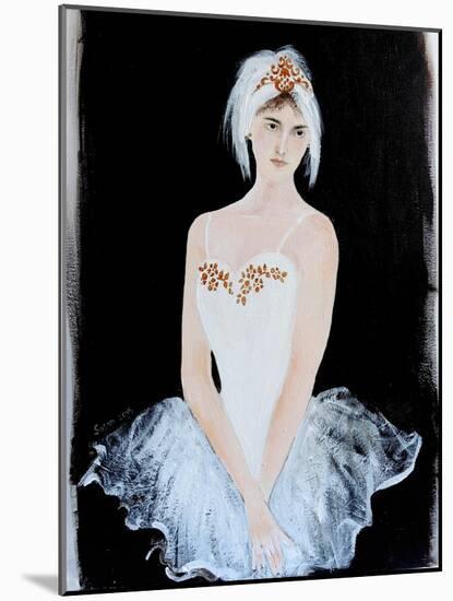 White Swan Ballerina with Crown 2015-Susan Adams-Mounted Giclee Print