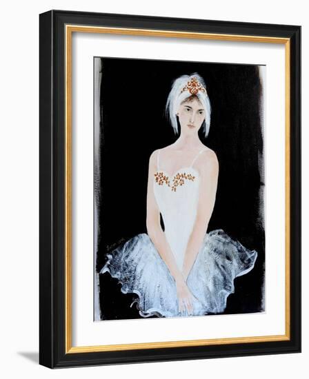 White Swan Ballerina with Crown 2015-Susan Adams-Framed Giclee Print