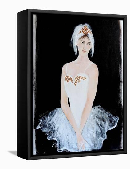 White Swan Ballerina with Crown 2015-Susan Adams-Framed Premier Image Canvas