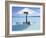 White Table, Chairs and Parasol in the Ocean, Bora Bora (Borabora), Society Islands-Mark Mawson-Framed Photographic Print