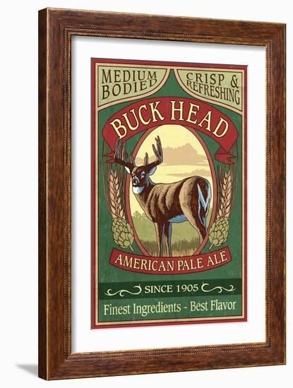 White Tailed Deer Ale - Vintage Sign-Lantern Press-Framed Art Print