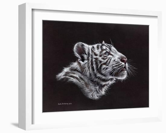 White Tiger Pastel-Sarah Stribbling-Framed Art Print