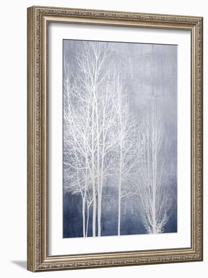 White Trees on Blue Panel I-Kate Bennett-Framed Art Print