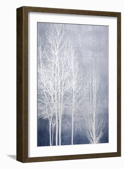 White Trees on Blue Panel I-Kate Bennett-Framed Art Print