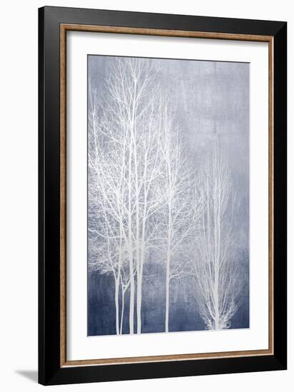 White Trees on Blue Panel I-Kate Bennett-Framed Art Print