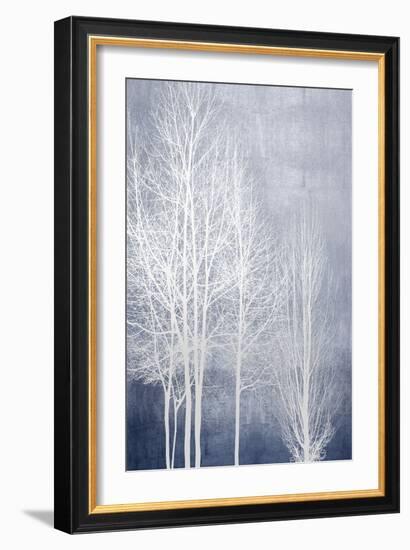 White Trees on Blue Panel I-Kate Bennett-Framed Art Print