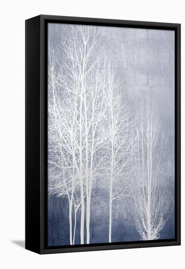 White Trees on Blue Panel I-Kate Bennett-Framed Stretched Canvas