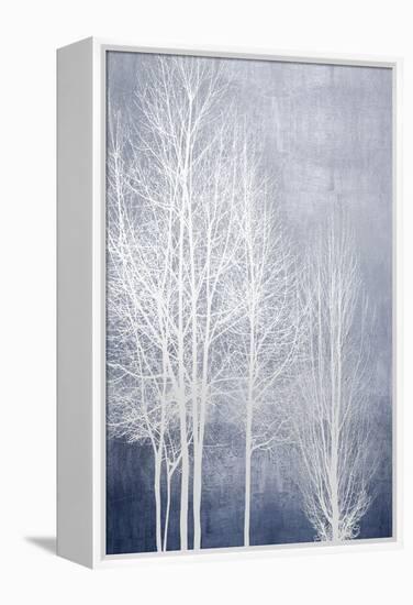 White Trees on Blue Panel I-Kate Bennett-Framed Stretched Canvas