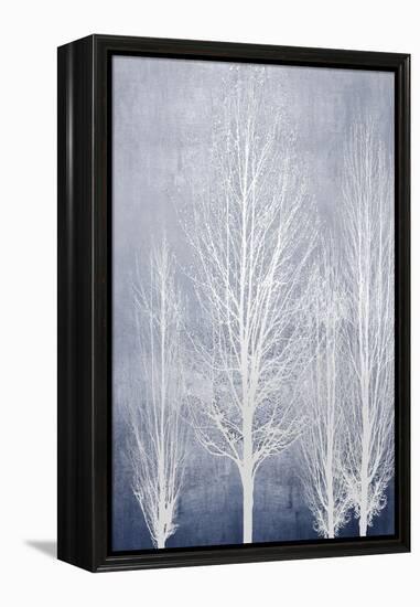 White Trees on Blue Panel II-Kate Bennett-Framed Stretched Canvas