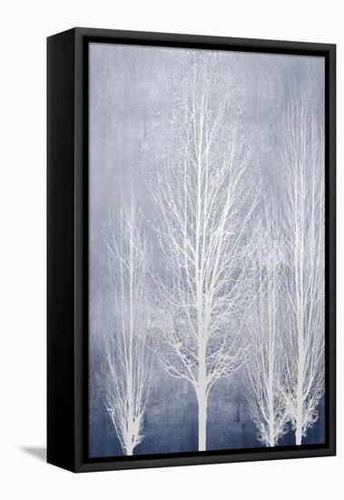White Trees on Blue Panel II-Kate Bennett-Framed Stretched Canvas