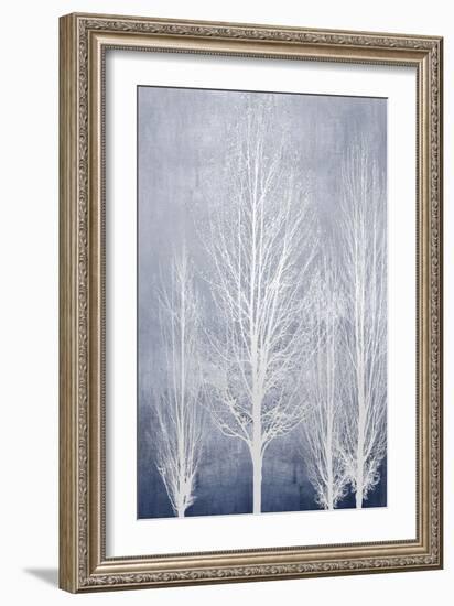 White Trees on Blue Panel II-Kate Bennett-Framed Art Print