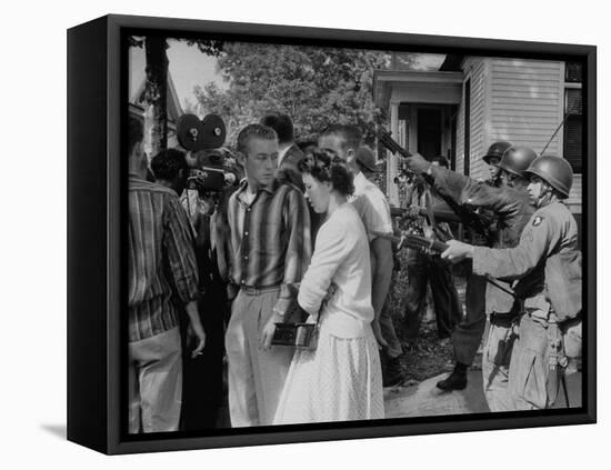 White Trouble-Makers Being Apprhended by Federal Troops During Integration of Schools-Ed Clark-Framed Premier Image Canvas