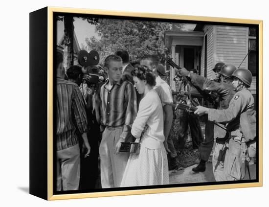 White Trouble-Makers Being Apprhended by Federal Troops During Integration of Schools-Ed Clark-Framed Premier Image Canvas