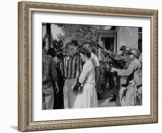 White Trouble-Makers Being Apprhended by Federal Troops During Integration of Schools-Ed Clark-Framed Photographic Print