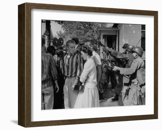 White Trouble-Makers Being Apprhended by Federal Troops During Integration of Schools-Ed Clark-Framed Photographic Print