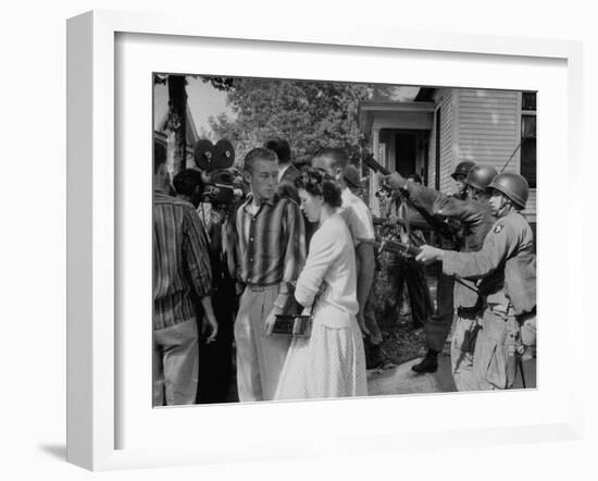 White Trouble-Makers Being Apprhended by Federal Troops During Integration of Schools-Ed Clark-Framed Photographic Print