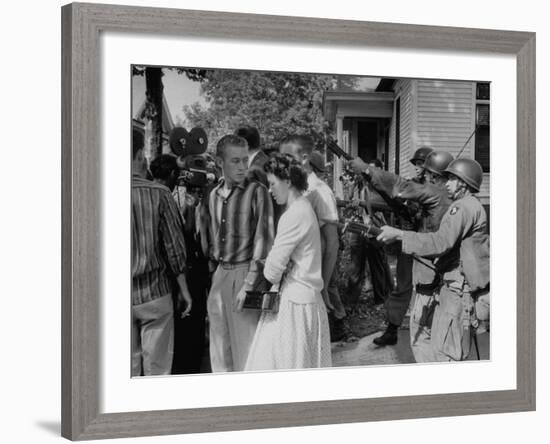 White Trouble-Makers Being Apprhended by Federal Troops During Integration of Schools-Ed Clark-Framed Photographic Print