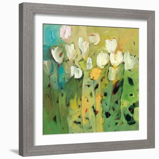 White tulips II-Jennifer Harwood-Framed Art Print