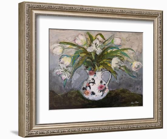 White Tulips in an Ironstone Jug, 2019 (Acrylic)-Ann Oram-Framed Giclee Print