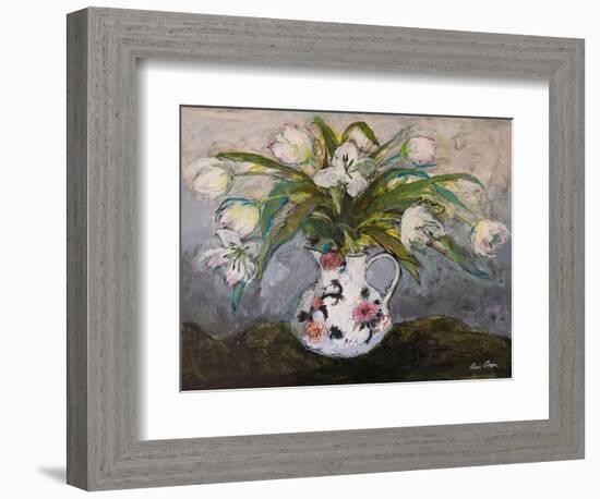 White Tulips in an Ironstone Jug, 2019 (Acrylic)-Ann Oram-Framed Giclee Print