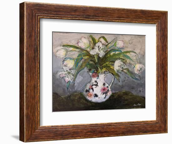 White Tulips in an Ironstone Jug, 2019 (Acrylic)-Ann Oram-Framed Giclee Print