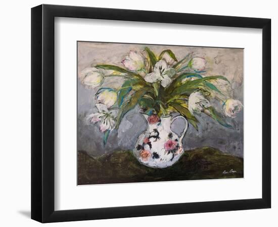 White Tulips in an Ironstone Jug, 2019 (Acrylic)-Ann Oram-Framed Giclee Print