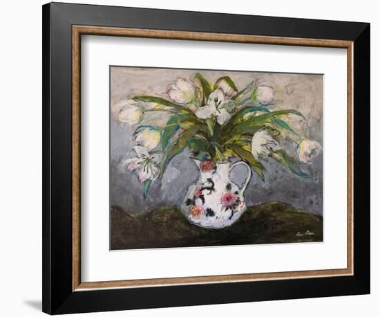 White Tulips in an Ironstone Jug, 2019 (Acrylic)-Ann Oram-Framed Giclee Print