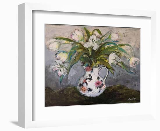 White Tulips in an Ironstone Jug, 2019 (Acrylic)-Ann Oram-Framed Giclee Print