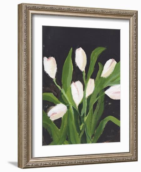 White Tulips on Black (1)-Pamela Munger-Framed Art Print