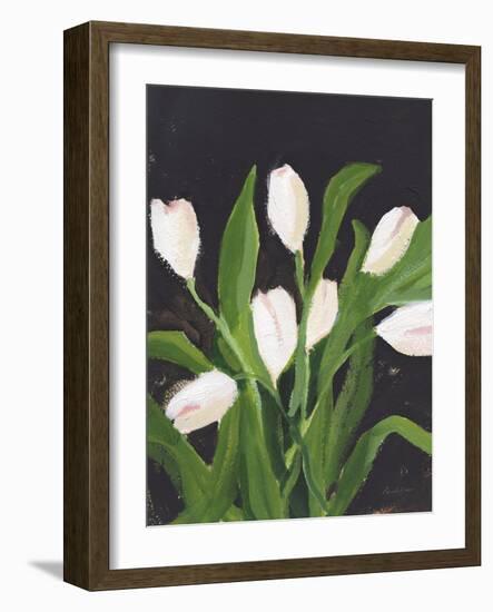 White Tulips on Black (1)-Pamela Munger-Framed Art Print