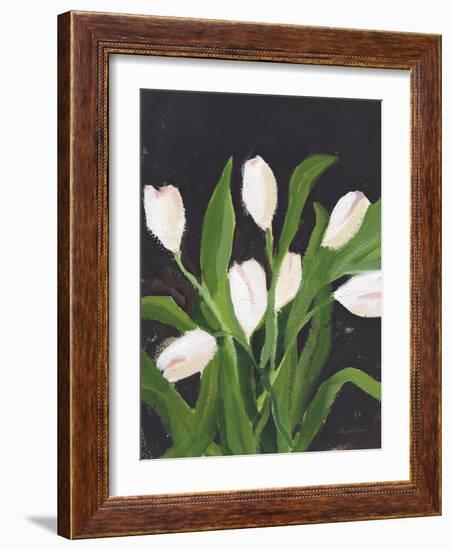 White Tulips on Black (1)-Pamela Munger-Framed Art Print