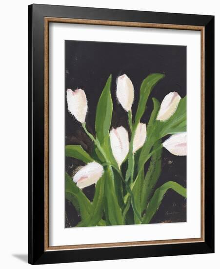 White Tulips on Black (1)-Pamela Munger-Framed Art Print