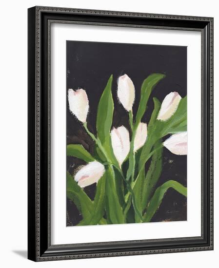 White Tulips on Black (1)-Pamela Munger-Framed Art Print